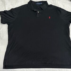 Polo by Ralph Lauren Black Short-Sleeve Polo with Red Pony Embroidery